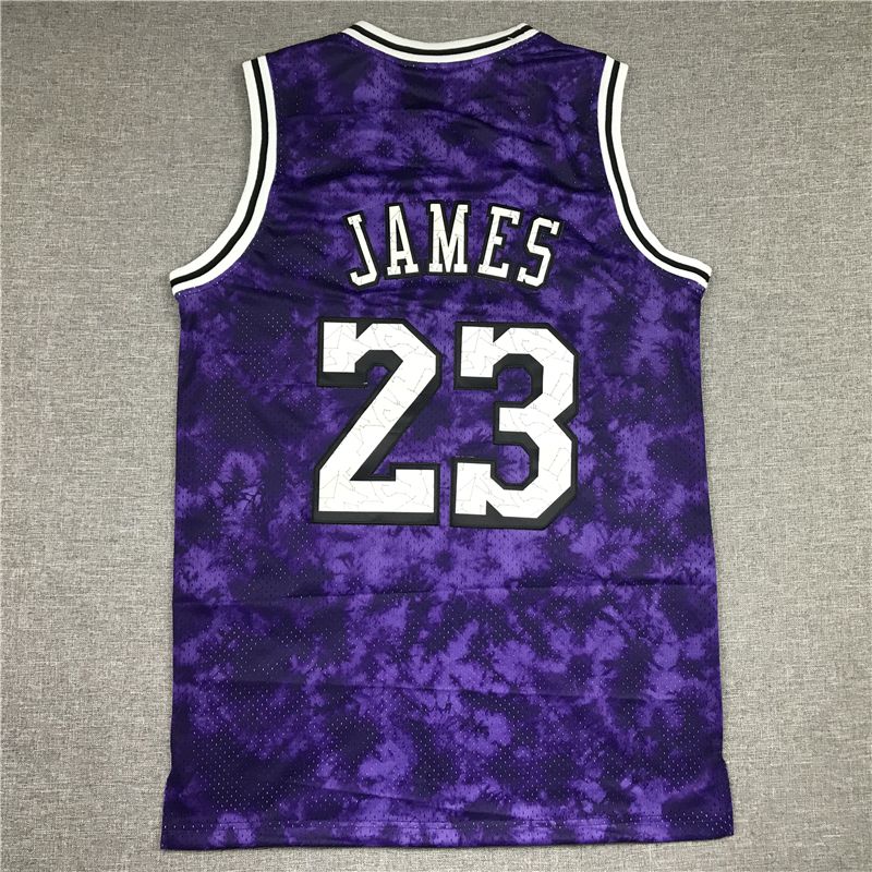 Men Los Angeles Lakers #23 James Purple constellation version Throwback NBA Jersey
